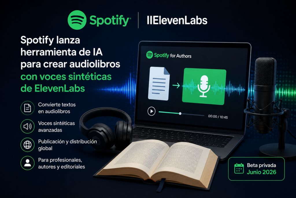 Spotify y ElevenLabs impulsan una nueva era para autores: la inteligencia artificial llega a la creación de audiolibros