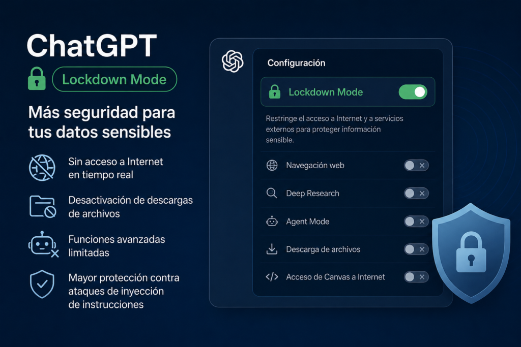 OpenAI incorpora “Lockdown Mode” para reforzar la protección de datos sensibles en ChatGPT