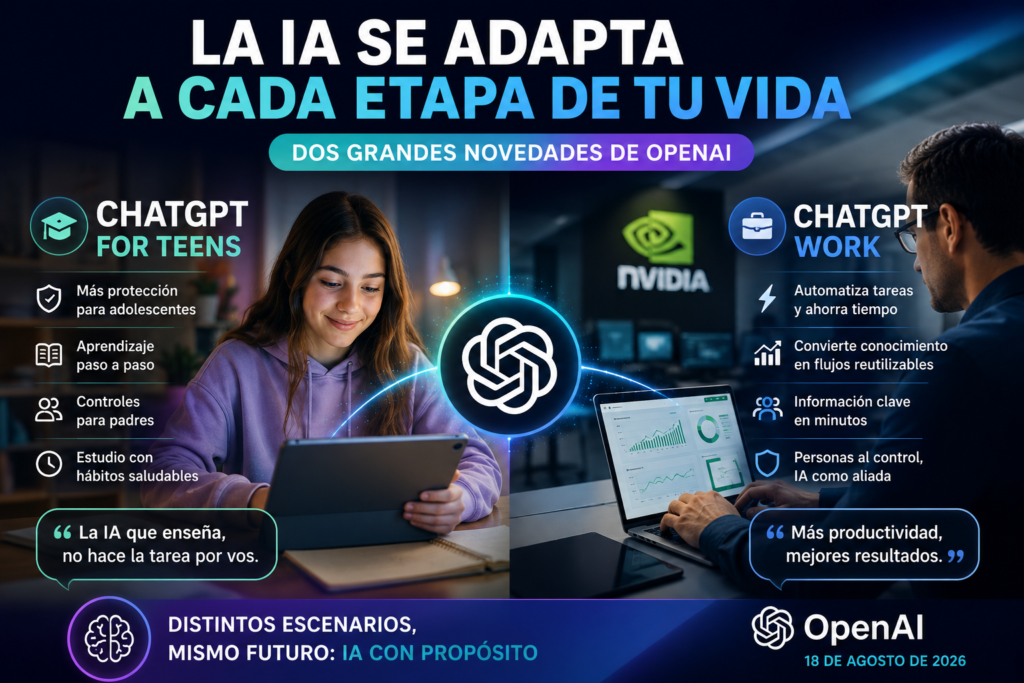 OpenAI lleva ChatGPT a dos nuevos escenarios: adolescentes y trabajo empresarial